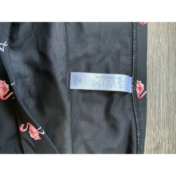Swim by Cacique Flamingo Black High‎ Waist Bottoms Size 18 - Picture 5 of 6